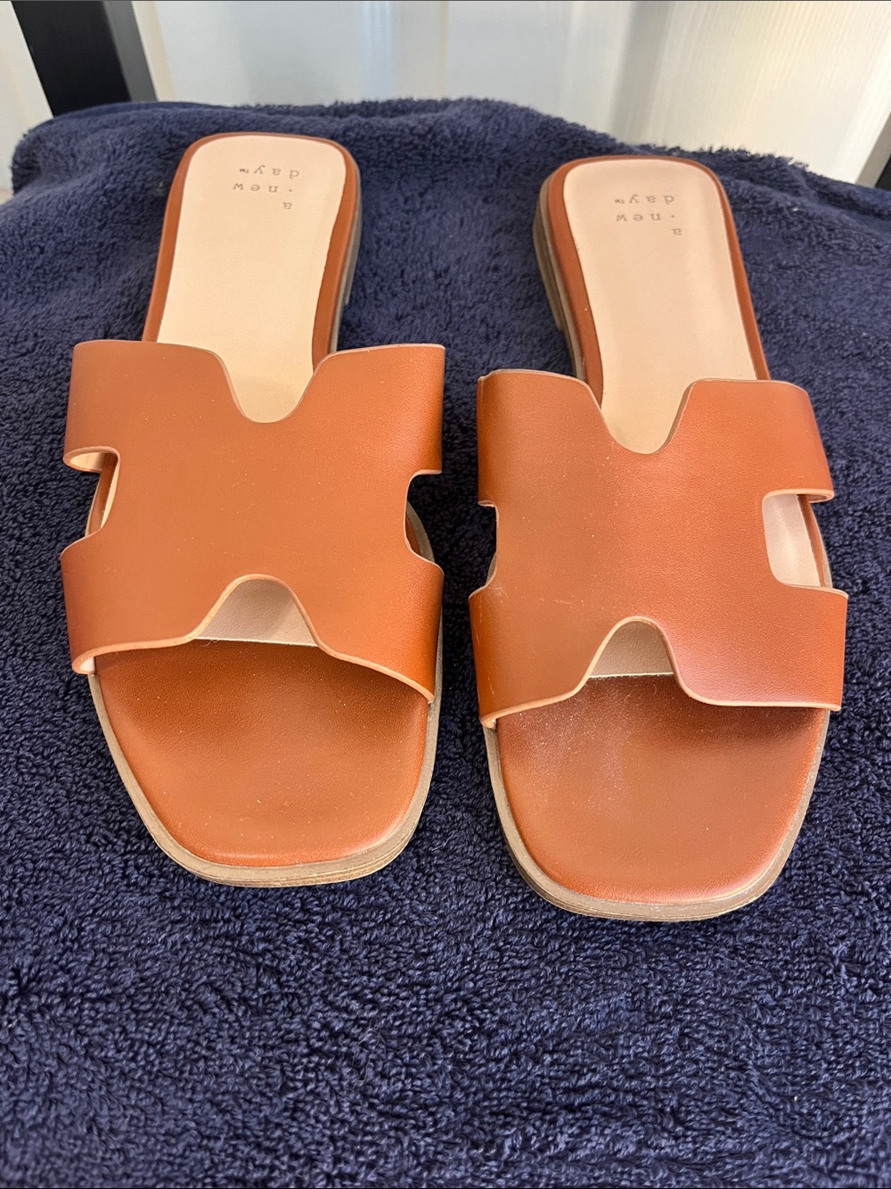 a new day Brown Cutout Slide Sandals